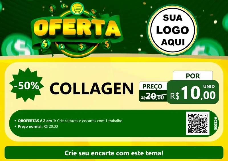 Modelo de Cartaz para Cartaz A4 Horizontal com o tema Oferta para Suplementos alimentares