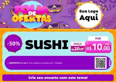 Modelo de Cartaz para Cartaz A4 Horizontal com o tema Folia de Ofertas para Comida japonesa