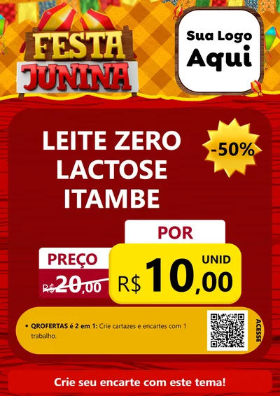 Modelo de Cartaz para Cartaz A4 Vertical com o tema Festa Junina para Frios e Laticínios