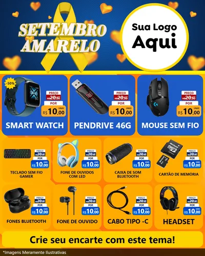 Modelo de Rede Social para Feed Instagram com o tema Setembro Amarelo para Informática