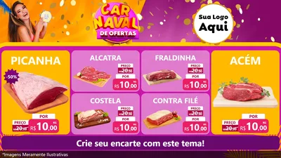 Modelo de TV para TV Horizontal com o tema Carnaval de Ofertas para Açougue