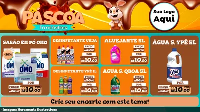 Modelo de TV para TV Horizontal com o tema Páscoa Fantástica para Produtos de Limpeza