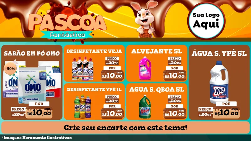 Modelo de TV para TV Horizontal com o tema Páscoa Fantástica para Produtos de Limpeza