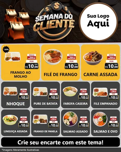 Modelo de Rede Social para Feed Instagram com o tema Semana do Cliente para Restaurante