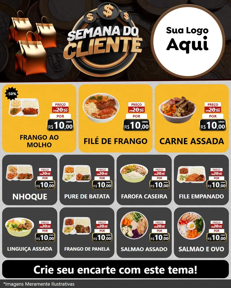 Modelo de Rede Social para Feed Instagram com o tema Semana do Cliente para Restaurante