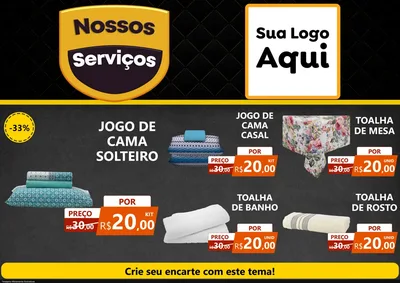 Modelo de Encarte para Encarte A4 Horizontal com o tema Nossos Serviços para Cama, Mesa e Banho
