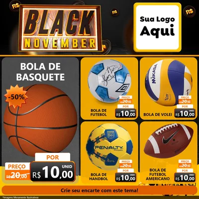 Modelo de Rede Social para Feed Facebook com o tema Black November para Artigos Esportivos