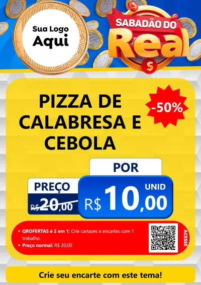 Modelo de Cartaz para Cartaz A4 Vertical com o tema Sabadão do Real para Pizzaria