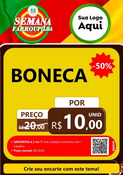 Modelo de Cartaz para Cartaz A4 Vertical com o tema Semana Farroupilha para Brinquedos