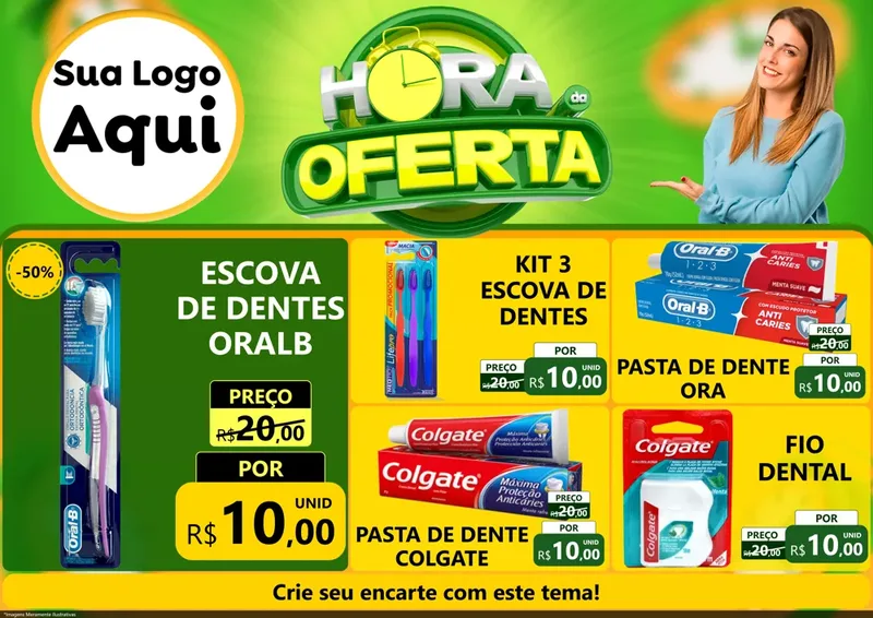 Modelo de Encarte para Encarte A4 Horizontal com o tema Hora da Oferta para Higiene Pessoal