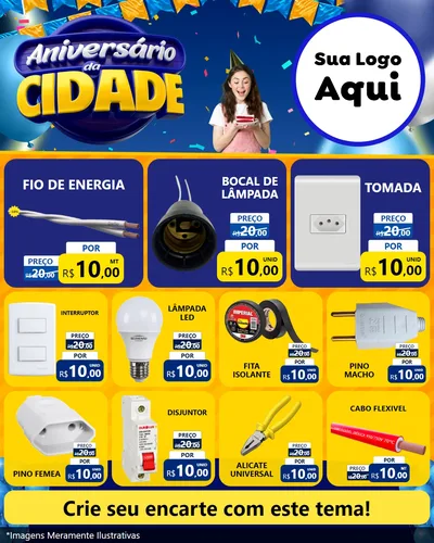 Modelo de Rede Social para Feed Instagram com o tema Aniversário da Cidade para Materiais Elétricos