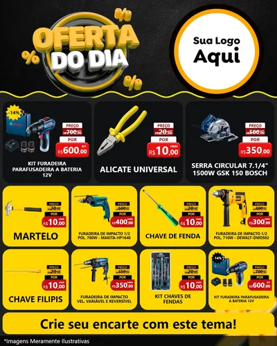 Modelo de Rede Social para Feed Instagram com o tema Oferta Do Dia para Maquinas e Ferramentas