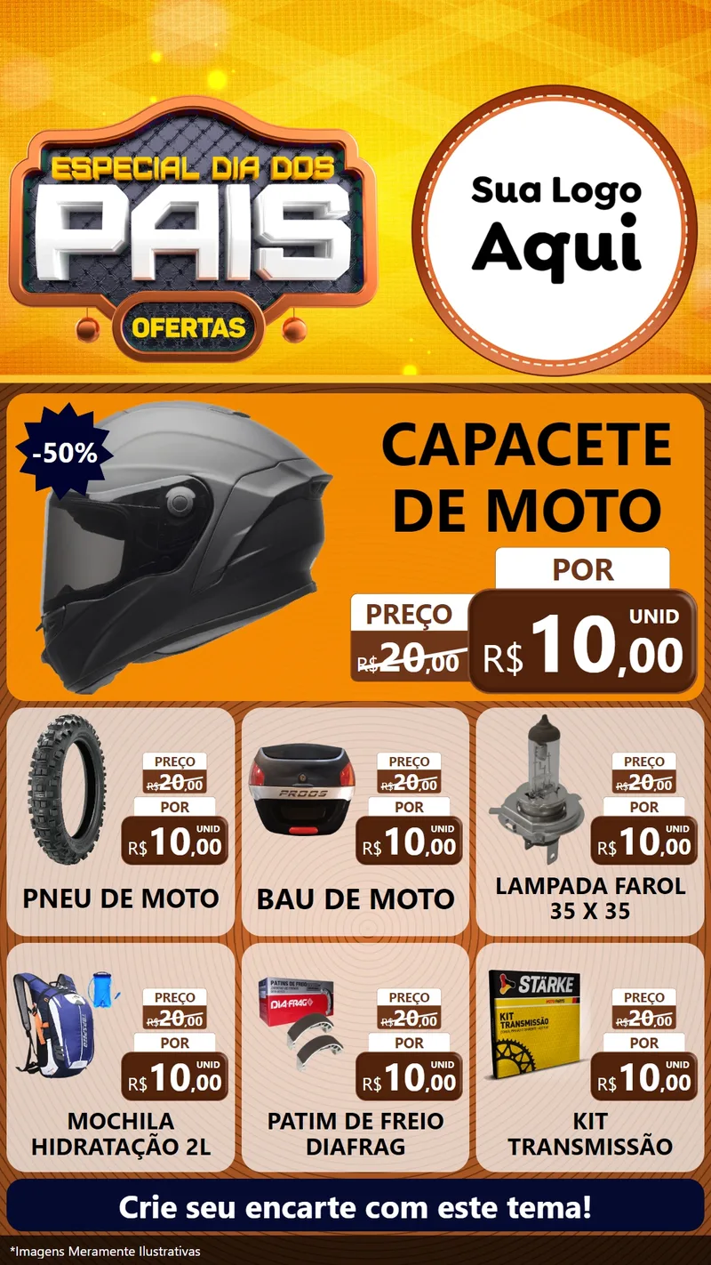 Modelo de Rede Social para Stories com o tema Especial Dia dos Pais para Moto peças