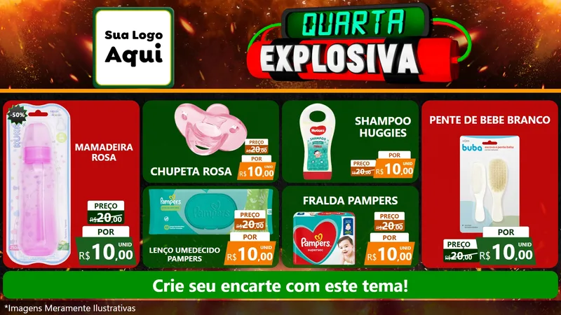 Modelo de TV para TV Horizontal com o tema Quarta Explosiva para Bebês