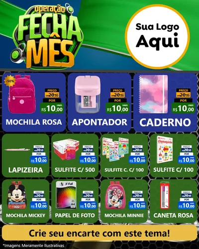 Modelo de Rede Social para Feed Instagram com o tema Operação Fecha Mês para Papelaria