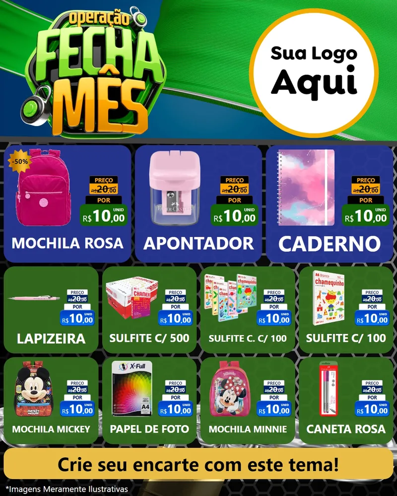 Modelo de Rede Social para Feed Instagram com o tema Operação Fecha Mês para Papelaria