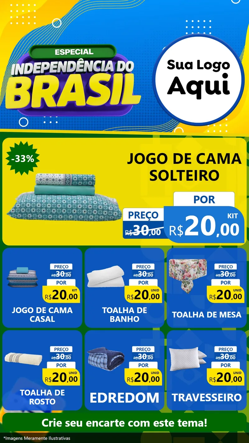 Modelo de Rede Social para Stories com o tema Especial Independência do Brasil para Cama, Mesa e Banho