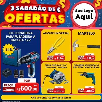 Modelo de Rede Social para Feed Facebook com o tema Sabadão de Ofertas para Maquinas e Ferramentas