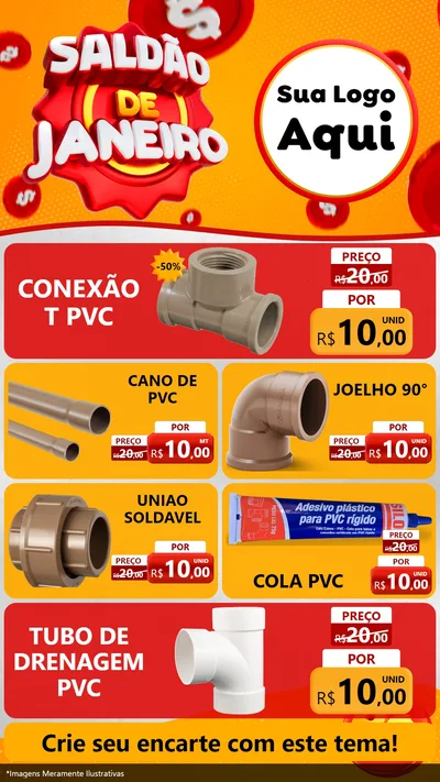 Modelo de TV para TV Vertical com o tema Saldão de Janeiro para Tubos e conexões