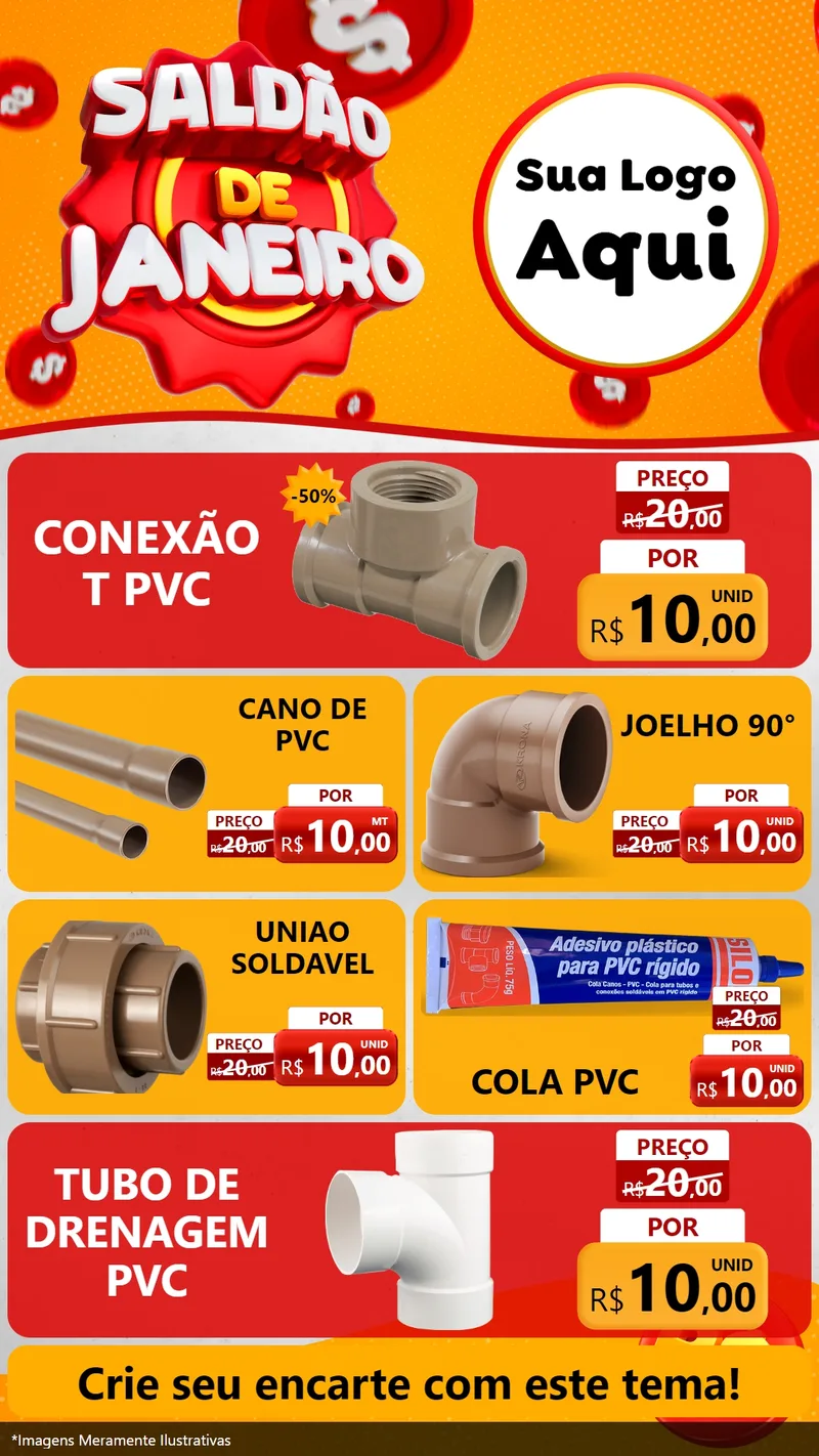 Modelo de TV para TV Vertical com o tema Saldão de Janeiro para Tubos e conexões