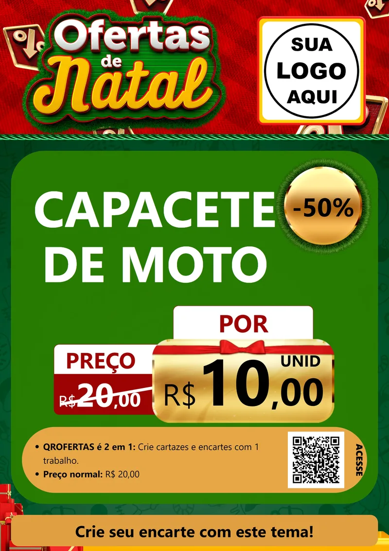 Modelo de Cartaz para Cartaz A4 Vertical com o tema Ofertas de Natal para Moto peças