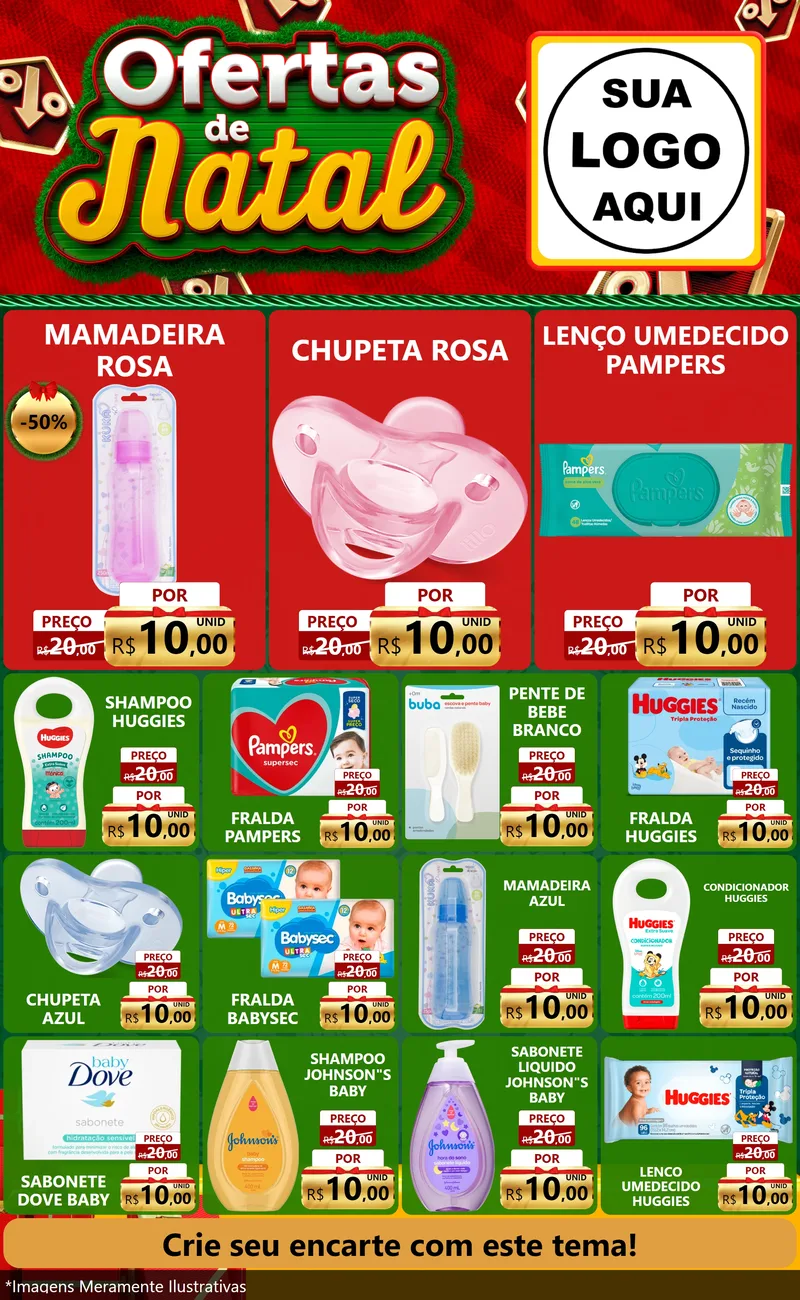 Modelo de Encarte para Encarte Grande com o tema Ofertas de Natal para Bebês