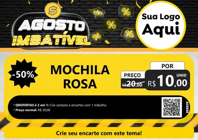 Modelo de Cartaz para Cartaz A4 Horizontal com o tema Agosto Imbatível para Papelaria