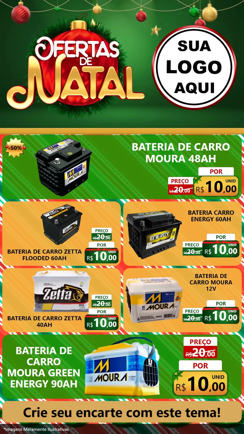 Modelo de TV para TV Vertical com o tema Ofertas de Natal para Baterias Elétricas