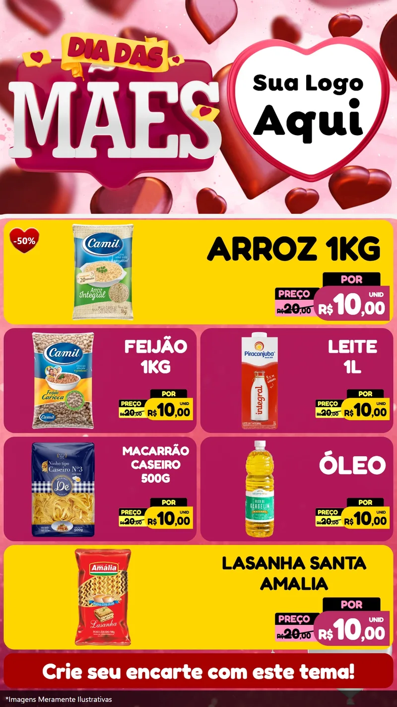 Modelo de TV para TV Vertical com o tema Dia Das Mães para Supermercado