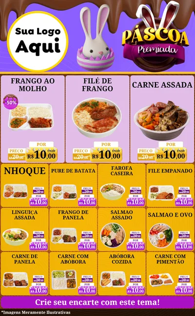 Modelo de Encarte para Encarte Grande com o tema Páscoa Premiada para Restaurante