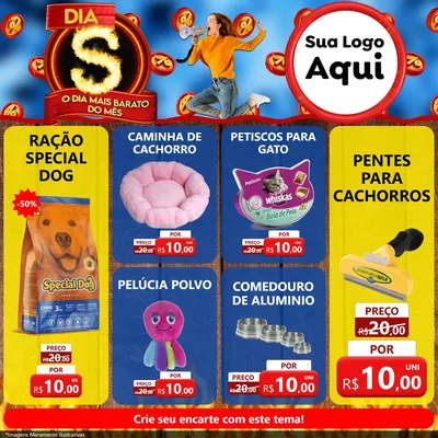 Modelo de Rede Social para Feed Facebook com o tema Dia S - O Dia Mais Barato Do Mês para Pet Shop