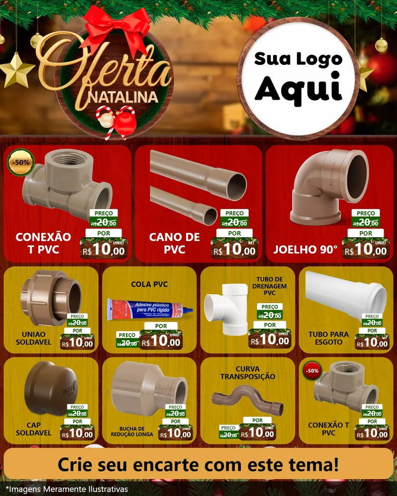 Modelo de Rede Social para Feed Instagram com o tema Ofertas Natalina para Tubos e conexões