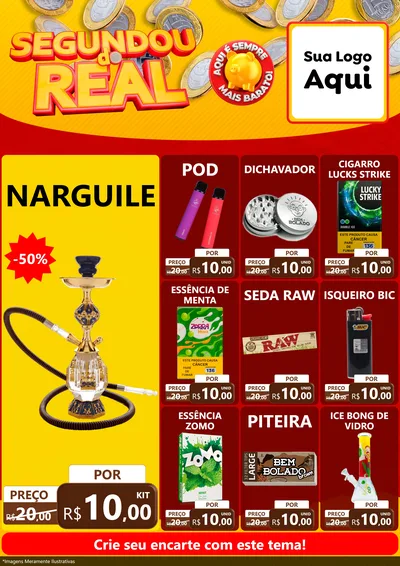 Modelo de Encarte para Encarte A4 Vertical com o tema Segundou do Real para Tabacaria