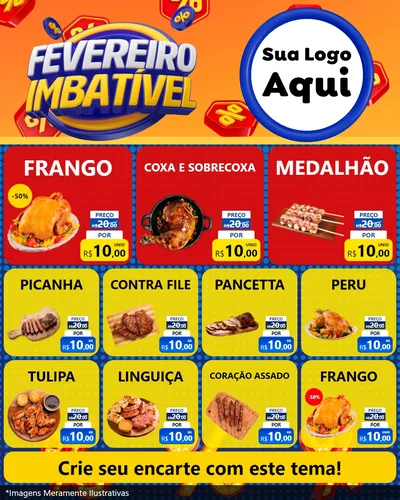 Modelo de Rede Social para Feed Instagram com o tema Fevereiro Imbatível para Assados