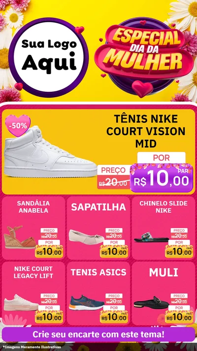 Modelo de Rede Social para Stories com o tema Especial Dia da Mulher para Calçados