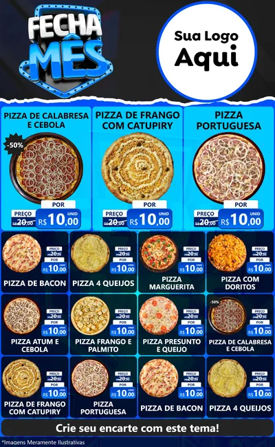 Modelo de Encarte para Encarte Grande com o tema Fecha Mês para Pizzaria