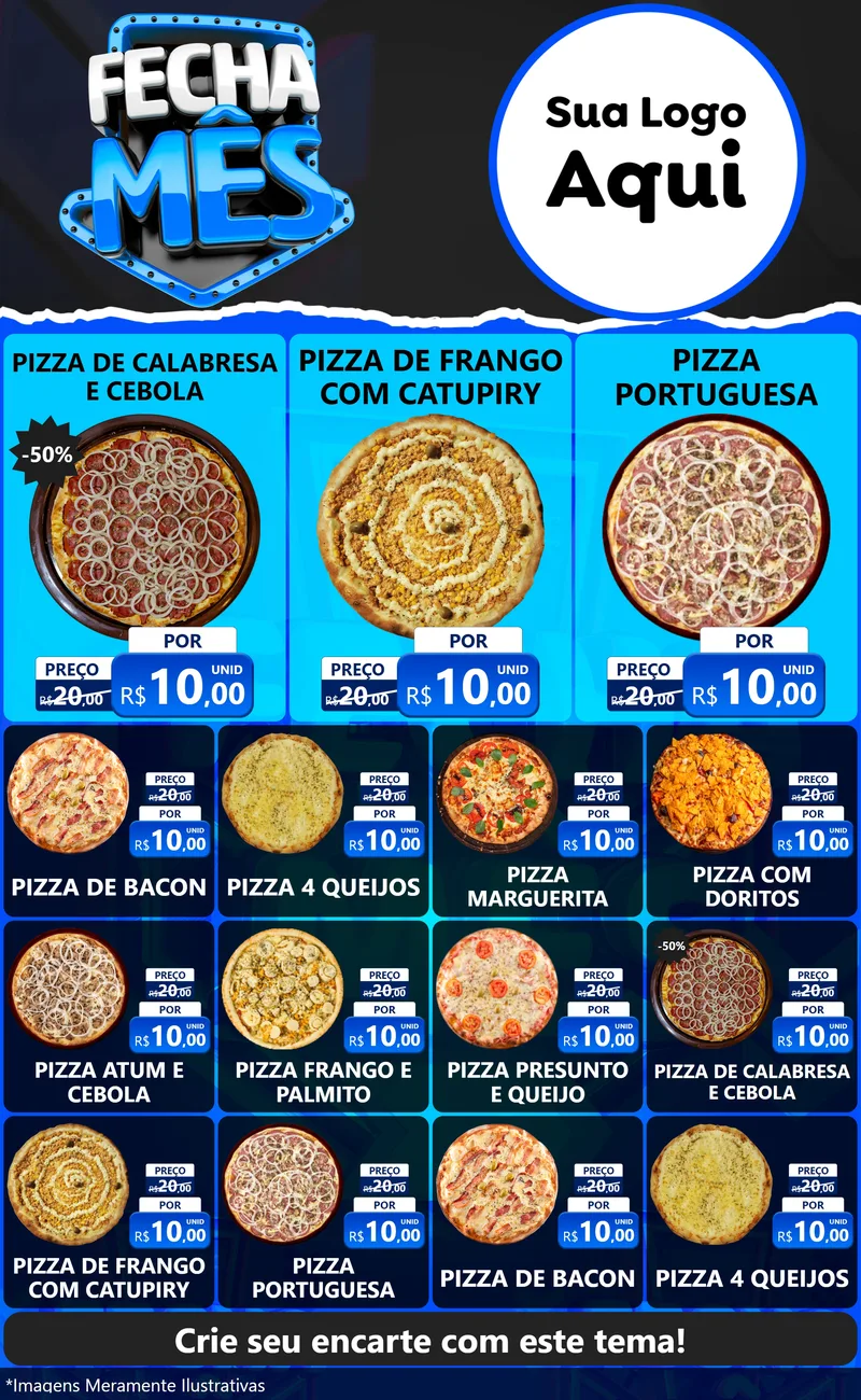 Modelo de Encarte para Encarte Grande com o tema Fecha Mês para Pizzaria