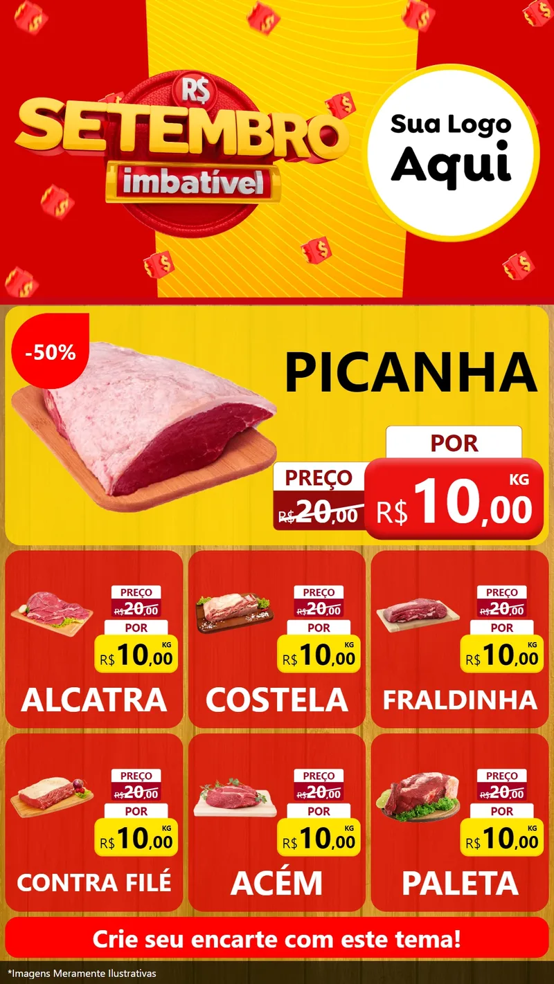 Modelo de Rede Social para Stories com o tema Setembro Imbatível para Açougue