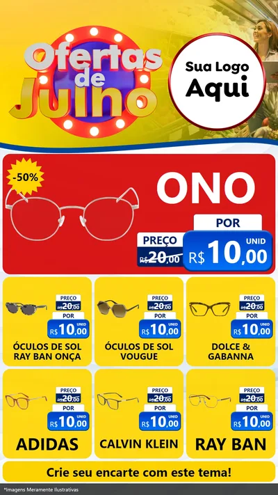 Modelo de Rede Social para Stories com o tema Ofertas de Julho para Óticas