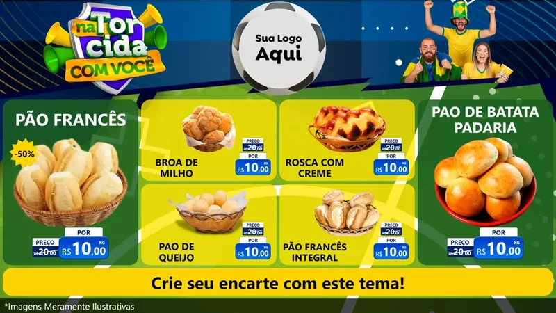 Modelo de TV para TV Horizontal com o tema Na Torcida Com Você - Copa para Padaria