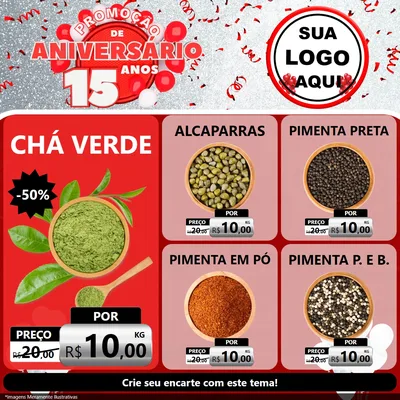 Modelo de Rede Social para Feed Facebook com o tema Promoção de Aniversário - 15 Anos para Produtos Naturais