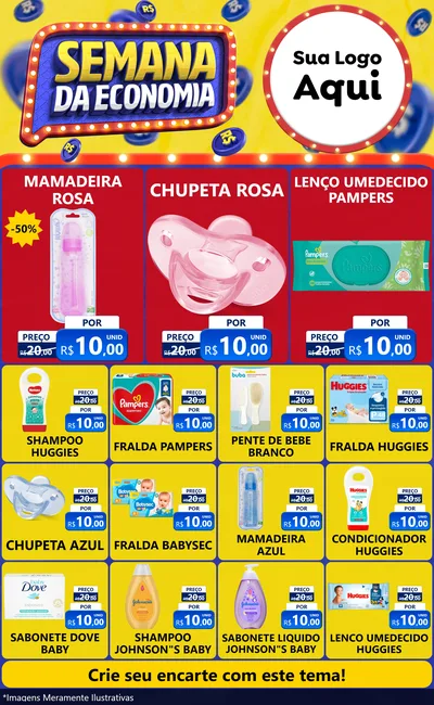 Modelo de Encarte para Encarte Grande com o tema Semana da Economia para Bebês