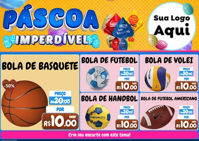Modelo de Encarte para Encarte A4 Horizontal com o tema Páscoa Imperdível para Artigos Esportivos