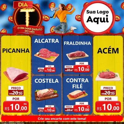 Modelo de Rede Social para Feed Facebook com o tema Dia T - O Dia Mais Barato Do Mês para Açougue