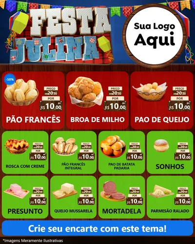 Modelo de Rede Social para Feed Instagram com o tema Festa Julina para Padaria