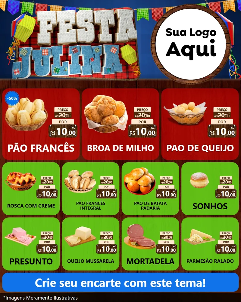 Modelo de Rede Social para Feed Instagram com o tema Festa Julina para Padaria