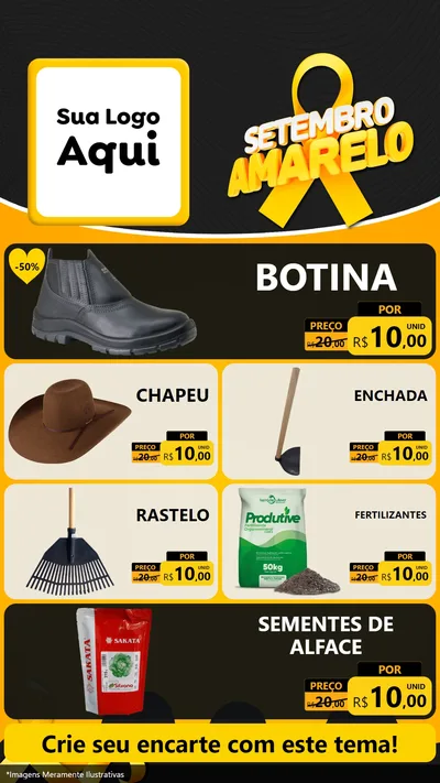 Modelo de TV para TV Vertical com o tema Setembro Amarelo para Agropecuária