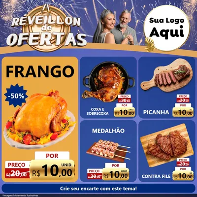 Modelo de Rede Social para Feed Facebook com o tema Réveillon de Ofertas para Assados