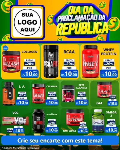 Modelo de Rede Social para Feed Instagram com o tema Dia Da Proclamação da República para Suplementos alimentares