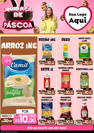 Modelo de Encarte para Encarte A4 Vertical com o tema Liquidação de Páscoa para Supermercado